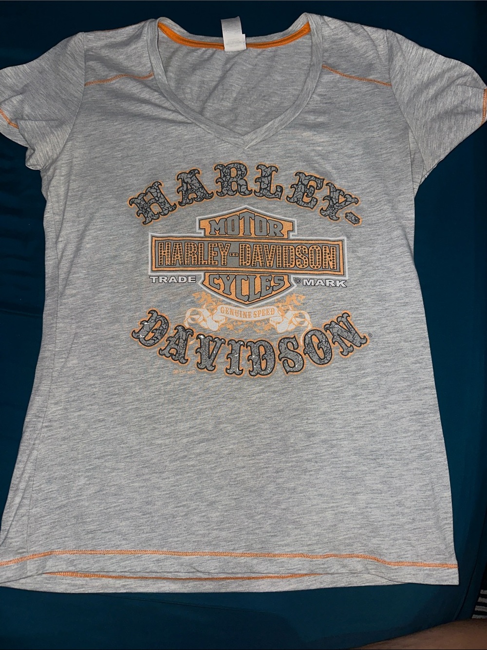 Harley-Davidson Light Gray Tee with Orange Accents